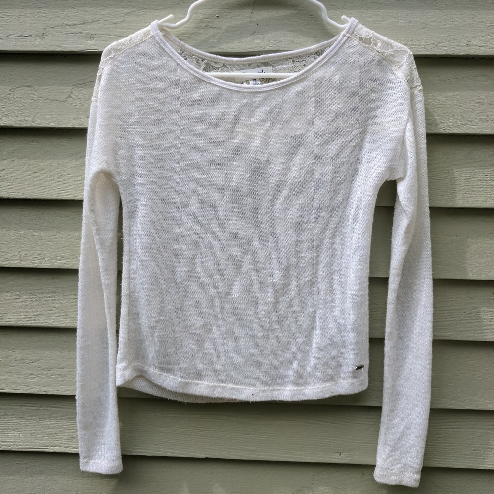 White sweater with lace back